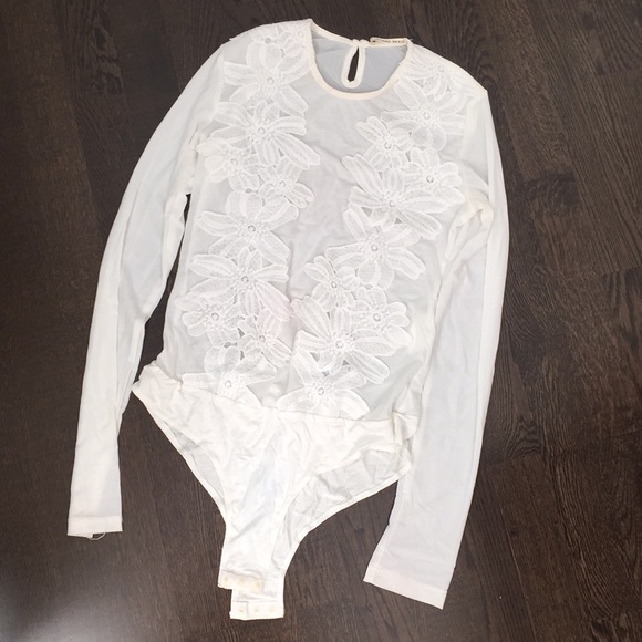 white mesh bodysuit long sleeve